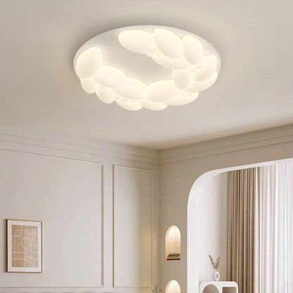 Contemporary Nordic Geometric Circle PE Iron LED Flush Mount Ceiling Light For Bedroom