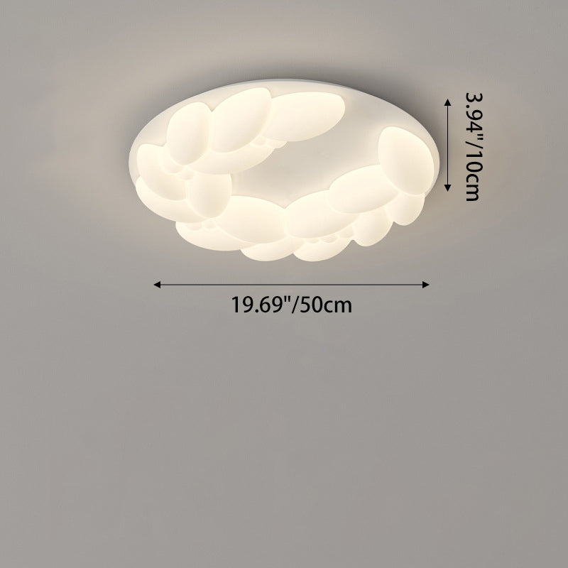 Contemporary Nordic Geometric Circle PE Iron LED Flush Mount Ceiling Light For Bedroom
