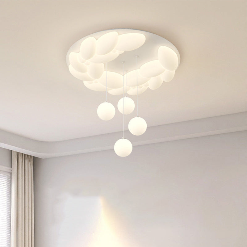 Contemporary Nordic Geometric Circle PE Iron LED Flush Mount Ceiling Light For Bedroom