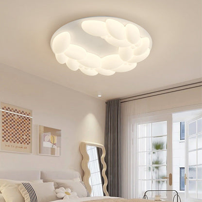 Contemporary Nordic Geometric Circle PE Iron LED Flush Mount Ceiling Light For Bedroom