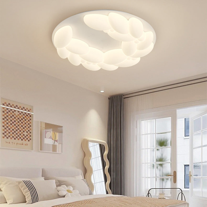 Contemporary Nordic Geometric Circle PE Iron LED Flush Mount Ceiling Light For Bedroom