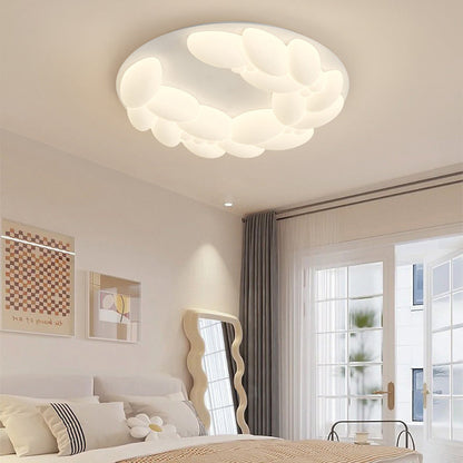 Contemporary Nordic Geometric Circle PE Iron LED Flush Mount Ceiling Light For Bedroom