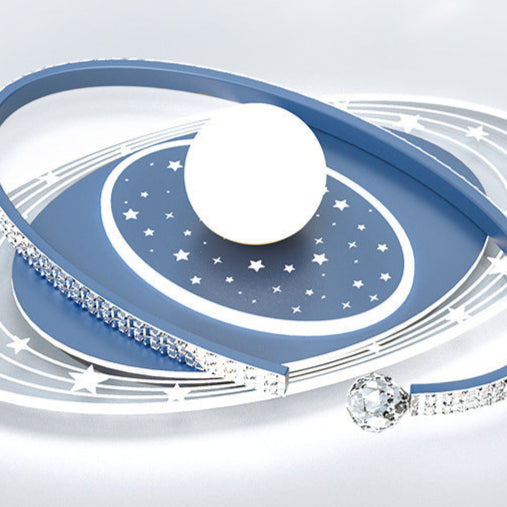 Contemporary Scandinavian Universe Galaxy Iron Acrylic LED Flush Mount Ceiling Light for Bedroom