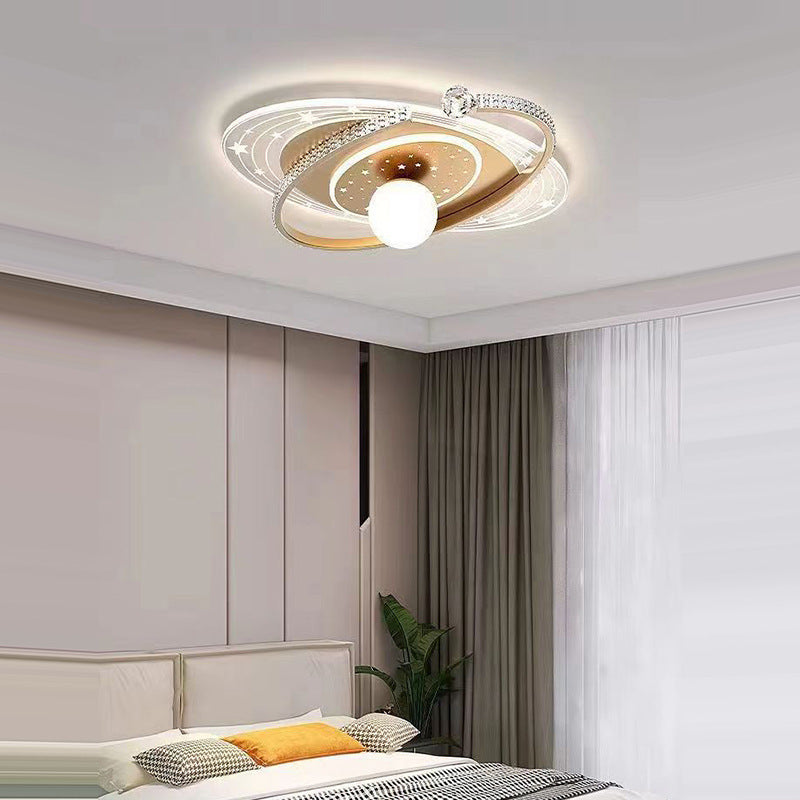 Contemporary Scandinavian Universe Galaxy Iron Acrylic LED Flush Mount Ceiling Light for Bedroom