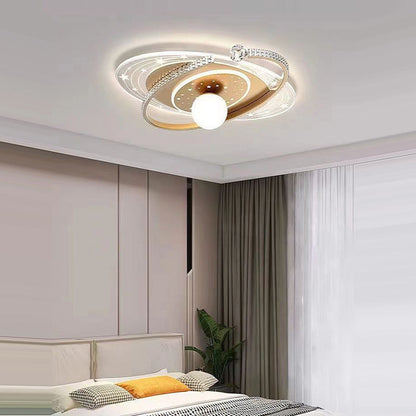 Contemporary Scandinavian Universe Galaxy Iron Acrylic LED Flush Mount Ceiling Light for Bedroom