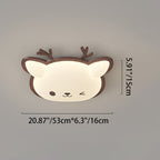 Contemporary Creative Deer Cat Claw Woodgrain LED Flush Mount Ceiling Light For Bedroom