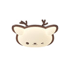 Contemporary Creative Deer Cat Claw Woodgrain LED Flush Mount Ceiling Light For Bedroom