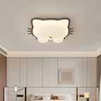 Contemporary Creative Deer Cat Claw Woodgrain LED Flush Mount Ceiling Light For Bedroom