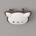 Contemporary Creative Deer Cat Claw Woodgrain LED Flush Mount Ceiling Light For Bedroom