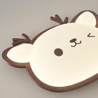 Contemporary Creative Deer Cat Claw Woodgrain LED Flush Mount Ceiling Light For Bedroom