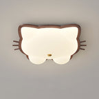 Contemporary Creative Deer Cat Claw Woodgrain LED Flush Mount Ceiling Light For Bedroom