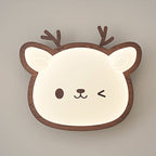 Contemporary Creative Deer Cat Claw Woodgrain LED Flush Mount Ceiling Light For Bedroom