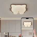 Contemporary Creative Deer Cat Claw Woodgrain LED Flush Mount Ceiling Light For Bedroom