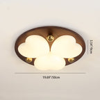 Contemporary Retro Solid Wood PE Cloud Shade LED Flush Mount Ceiling Light For Bedroom