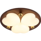 Contemporary Retro Solid Wood PE Cloud Shade LED Flush Mount Ceiling Light For Bedroom