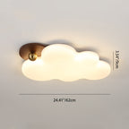 Contemporary Retro Solid Wood PE Cloud Shade LED Flush Mount Ceiling Light For Bedroom