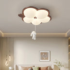 Contemporary Retro Wood Grain Rabbit PE Grape Shade LED Flush Mount Ceiling Light For Bedroom
