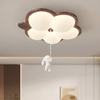 Contemporary Retro Wood Grain Rabbit PE Grape Shade LED Flush Mount Ceiling Light For Bedroom