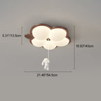 Contemporary Retro Wood Grain Rabbit PE Grape Shade LED Flush Mount Ceiling Light For Bedroom