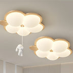 Contemporary Retro Wood Grain Rabbit PE Grape Shade LED Flush Mount Ceiling Light For Bedroom