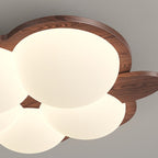 Contemporary Retro Wood Grain Rabbit PE Grape Shade LED Flush Mount Ceiling Light For Bedroom