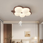 Contemporary Retro Wood Grain Rabbit PE Grape Shade LED Flush Mount Ceiling Light For Bedroom