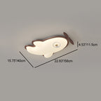 Contemporary Creative Cartoon Aircraft PE Shade Solid Wood LED Flush Mount Ceiling Light For Bedroom
