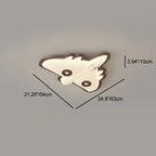 Contemporary Creative Cartoon Aircraft PE Shade Solid Wood LED Flush Mount Ceiling Light For Bedroom