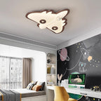 Contemporary Creative Cartoon Aircraft PE Shade Solid Wood LED Flush Mount Ceiling Light For Bedroom
