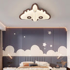 Contemporary Creative Cartoon Aircraft PE Shade Solid Wood LED Flush Mount Ceiling Light For Bedroom