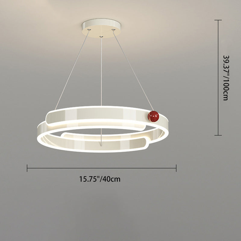 Traditional French Iron Aluminum Circle Ring LED Pendant Light For Bedroom