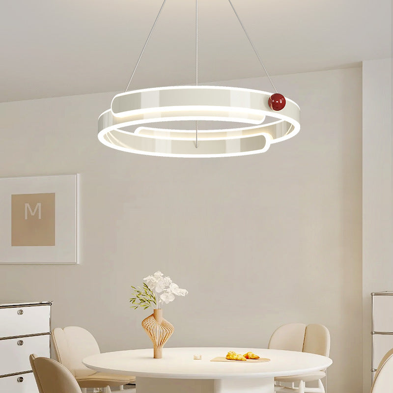 Traditional French Iron Aluminum Circle Ring LED Pendant Light For Bedroom