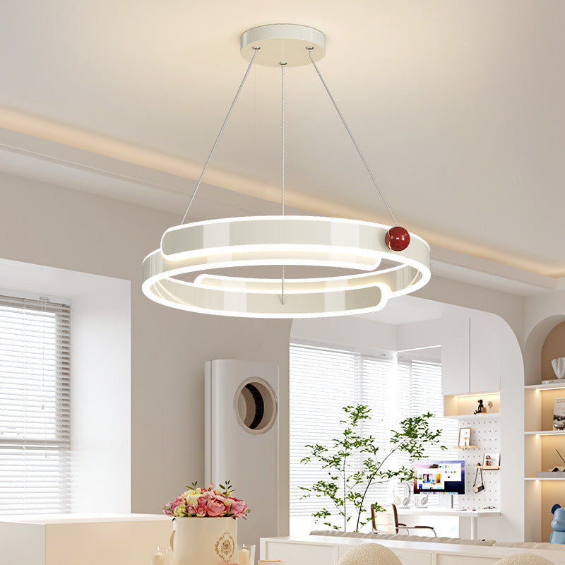 Traditional French Iron Aluminum Circle Ring LED Pendant Light For Bedroom