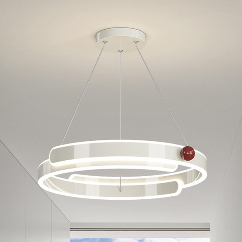 Traditional French Iron Aluminum Circle Ring LED Pendant Light For Bedroom