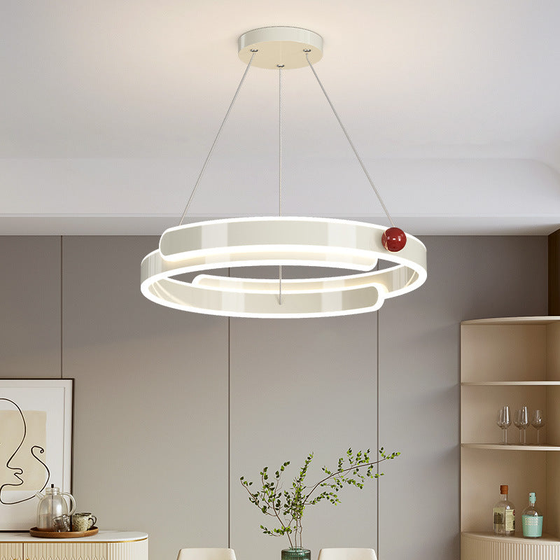 Traditional French Iron Aluminum Circle Ring LED Pendant Light For Bedroom