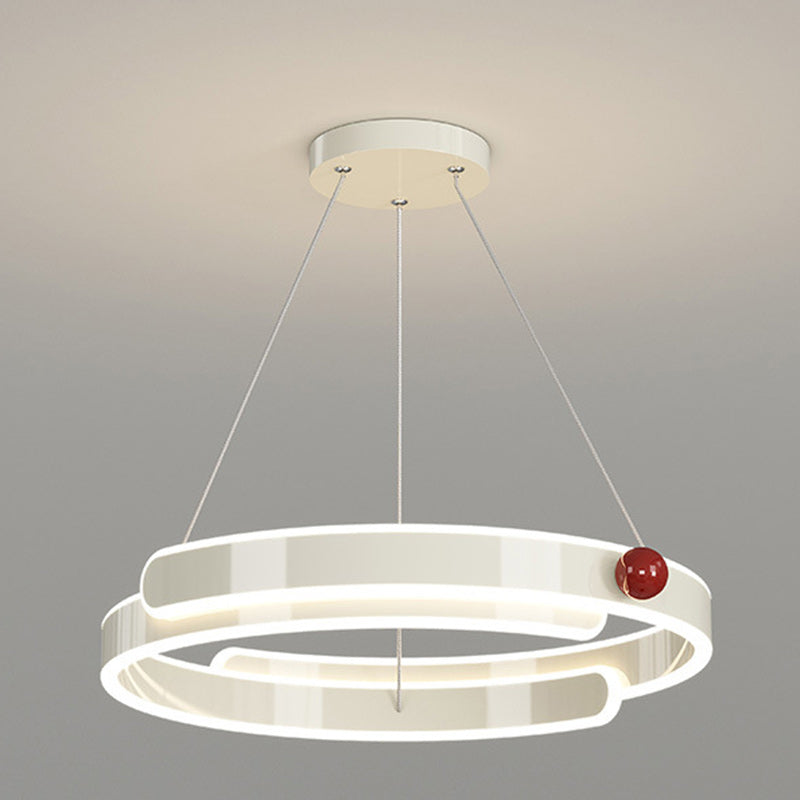 Traditional French Iron Aluminum Circle Ring LED Pendant Light For Bedroom