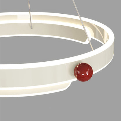Traditional French Iron Aluminum Circle Ring LED Pendant Light For Bedroom