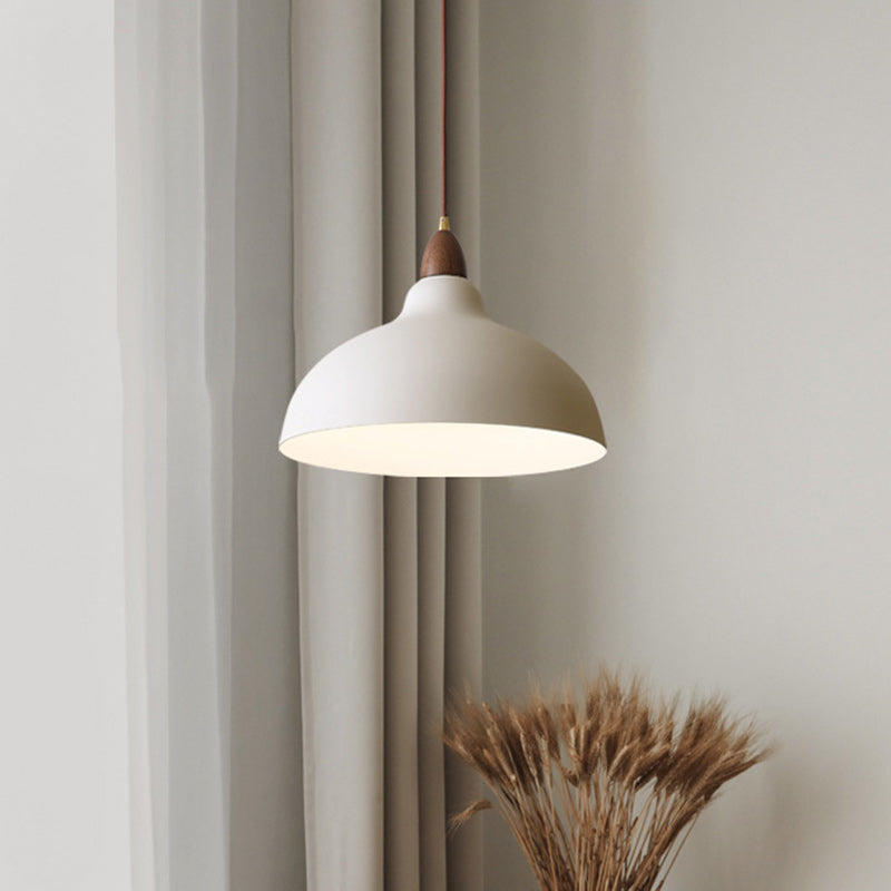 Traditional Japanese Solid Wood Iron Round 1-light Pendant Light for Living Room BulbSquare