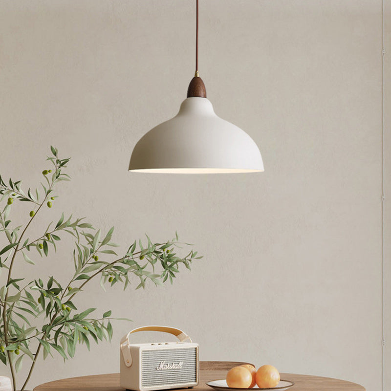 Traditional Japanese Solid Wood Iron Round 1-light Pendant Light for Living Room BulbSquare