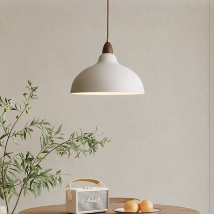 Traditional Japanese Solid Wood Iron Round 1-Light Pendant Light For Living Room
