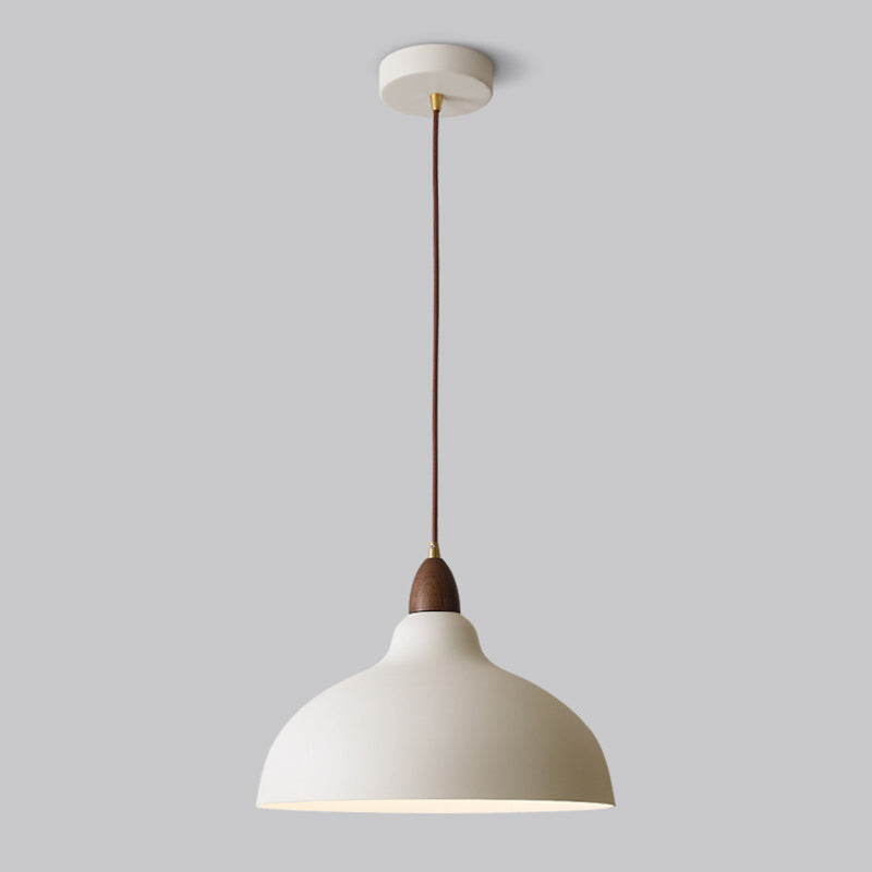 Traditional Japanese Solid Wood Iron Round 1-light Pendant Light for Living Room BulbSquare