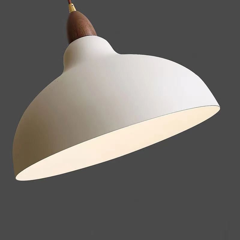 Traditional Japanese Solid Wood Iron Round 1-light Pendant Light for Living Room BulbSquare