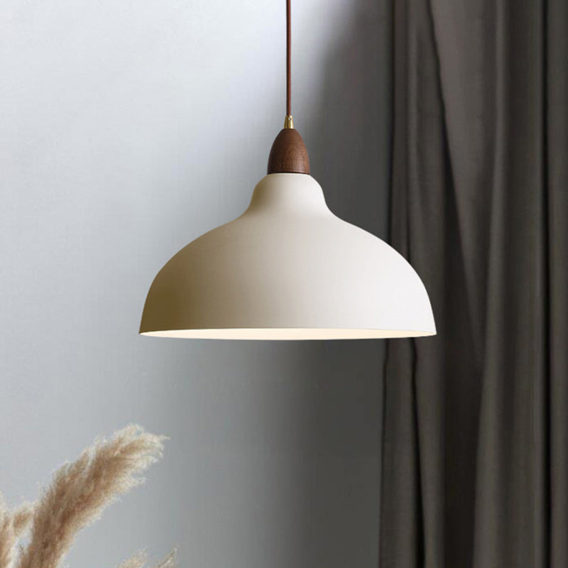 Traditional Japanese Solid Wood Iron Round 1-light Pendant Light for Living Room BulbSquare