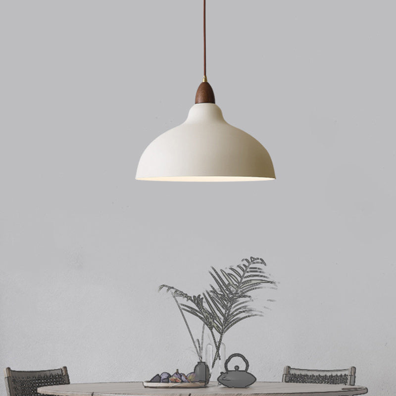 Traditional Japanese Solid Wood Iron Round 1-light Pendant Light for Living Room BulbSquare