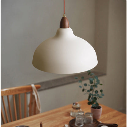 Traditional Japanese Solid Wood Iron Round 1-Light Pendant Light For Living Room