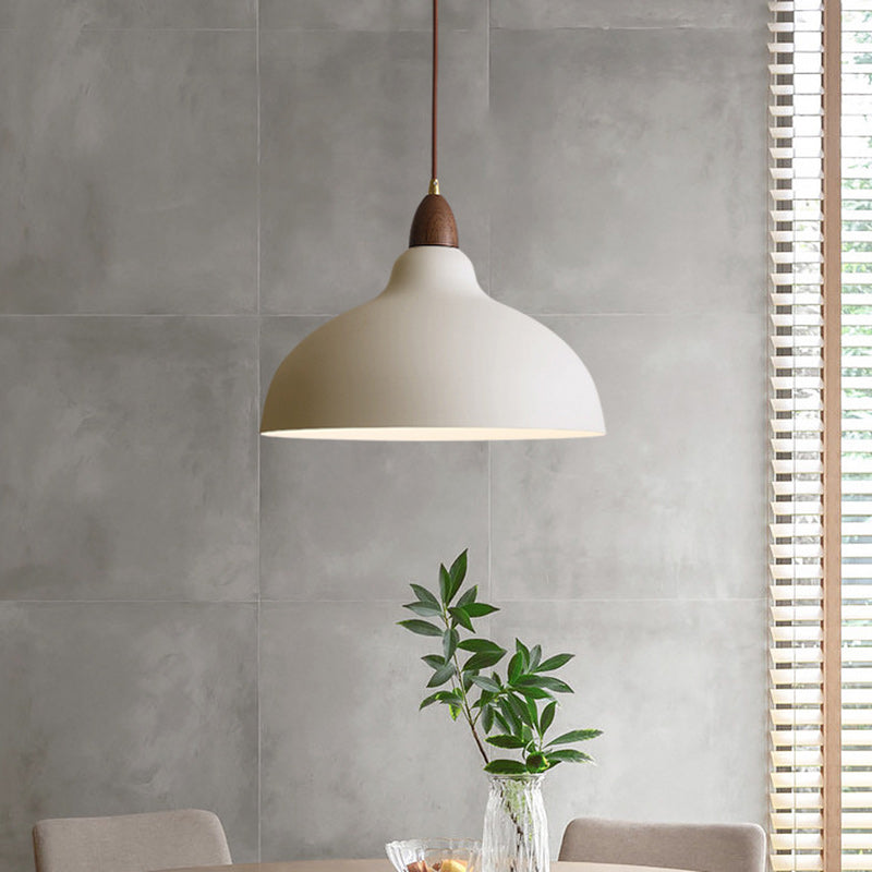 Traditional Japanese Solid Wood Iron Round 1-Light Pendant Light For Living Room