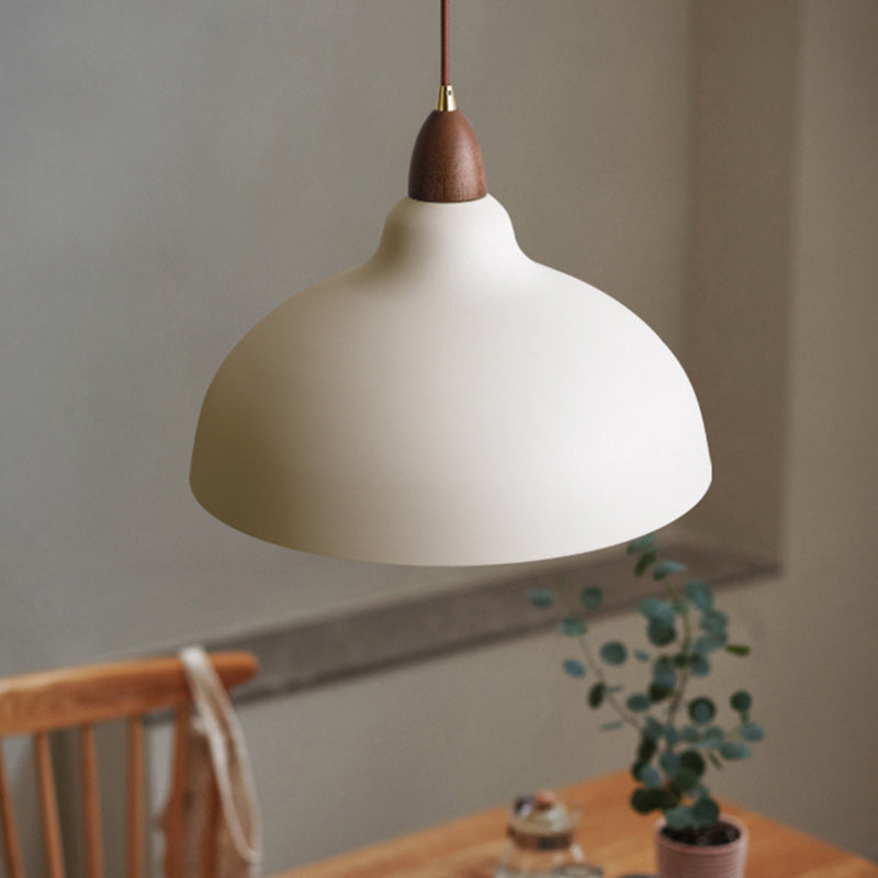 Traditional Japanese Solid Wood Iron Round 1-light Pendant Light for Living Room BulbSquare