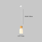 Traditional French Solid Wood Glass Geometry Cylinder 1-Light Pendant Light For Living Room