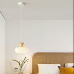 Traditional French Solid Wood Glass Geometry Cylinder 1-Light Pendant Light For Living Room
