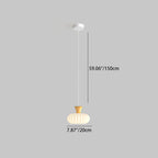 Traditional French Solid Wood Glass Geometry Cylinder 1-Light Pendant Light For Living Room
